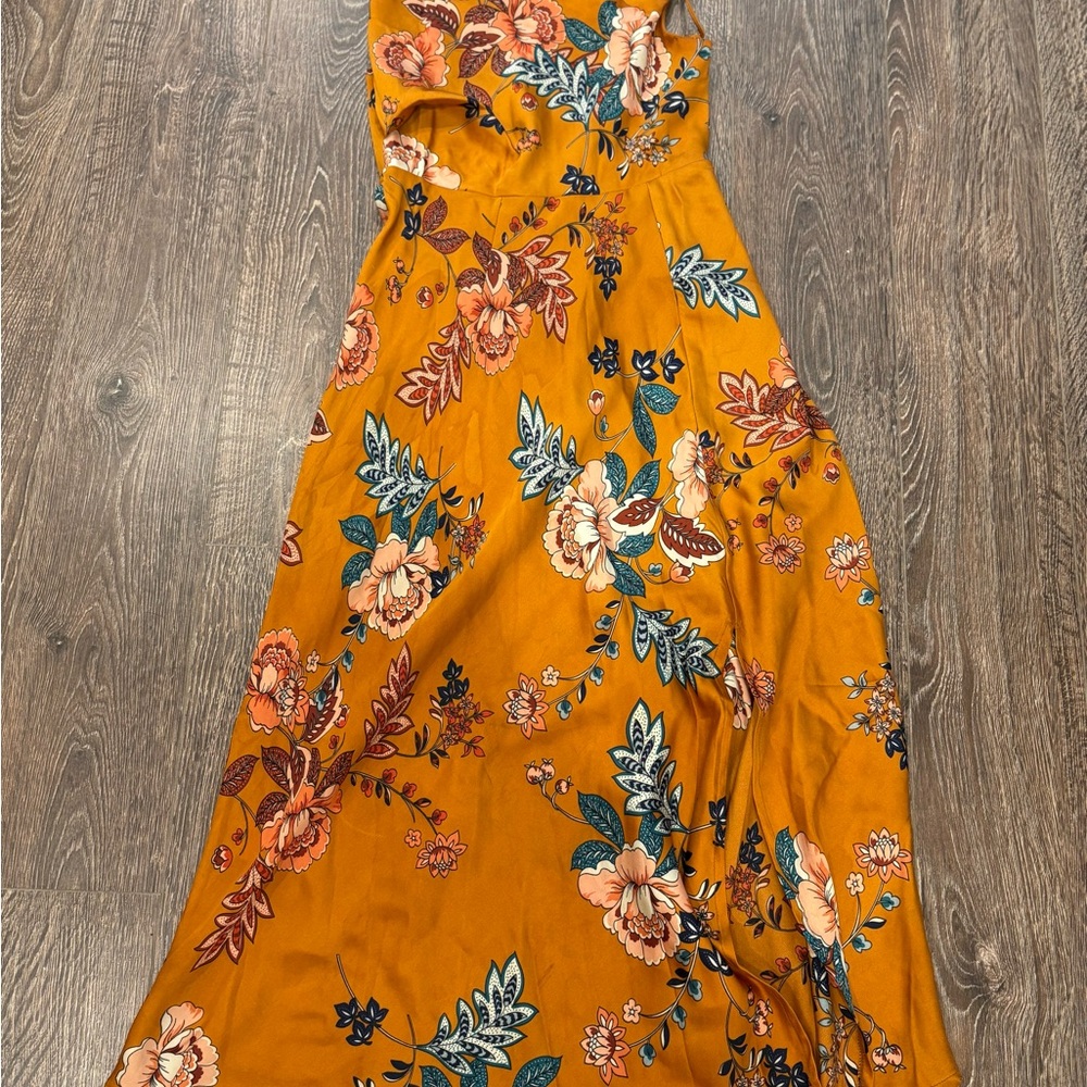 Petal & Pup Orange Floral Midi Dress